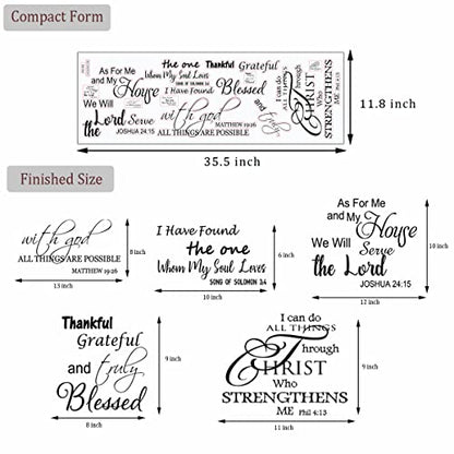 Bible Verse Wall Decals Vinyl Wall Quotes Stickers Inspirational Quotes Wall Decal Peel and Stick Wall Decor Religious Wall Decoration for Living Room Bedroom Office Bathroom