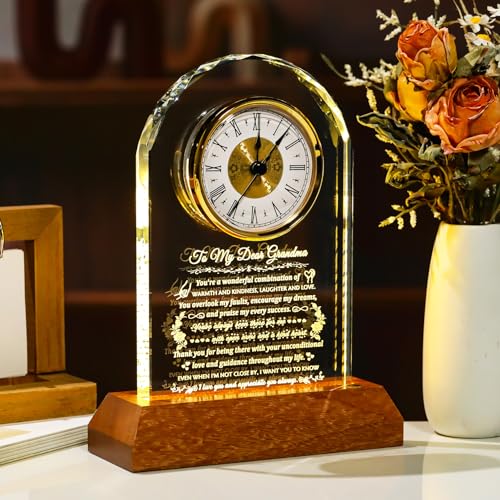 Arikyrist Glass Clock Gifts for Grandma from Granddaughter Grandson - color: Grandma