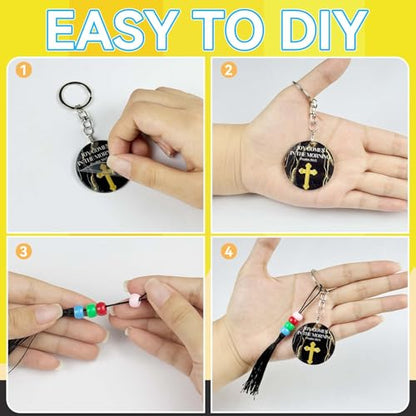 Cinrobiye 24 Set Back to School Keychain Craft Kit, DIY Classroom Activity Bead Keychains with Tassels, First Day of School Student Craft & Icebreaker Group Activity Set - style: Teacher