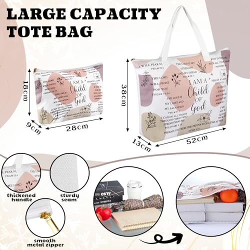 Abbylike 2 Pcs Christian Canvas Tote Set