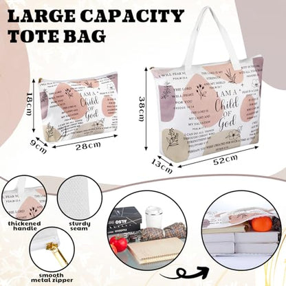 Abbylike 2 Pcs Christian Canvas Tote Set