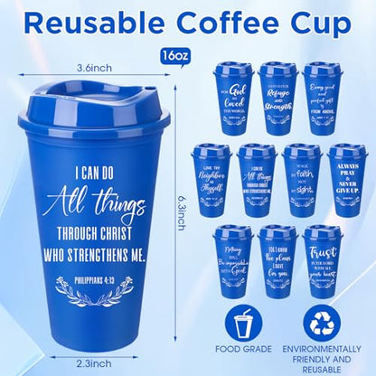 Skylety 20 Pack Christian Gifts Bulk 16oz Bible Verse Tumbler with Lids - color: Royal Blue