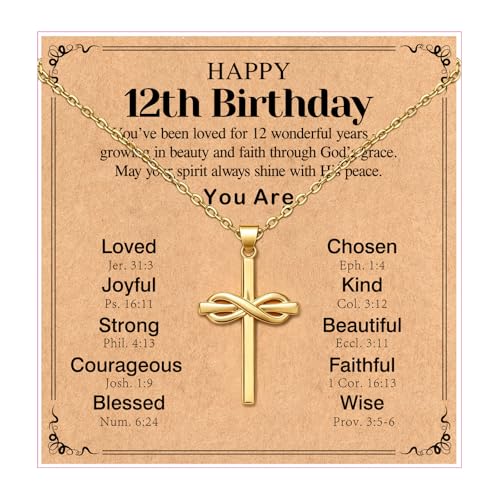 Happy 6-16th Birthday Gifts for Girls,Cross Necklace Decorations - style: Happy 12th Birthday