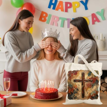 Faith Canvas Tote Bag, Christian Gifts for Women Mama Sister Inspirational Bible Verse Birthday Christmas - color: Western Cowboy 862