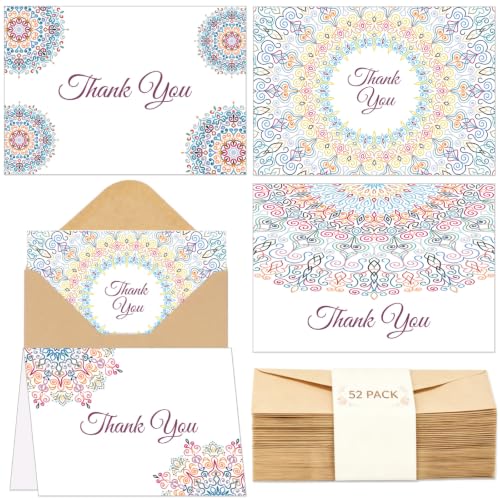 ARTLYMERS Thank You Cards with Envelopes & Sticker, Glossy 3.5"x5", 52 Pack