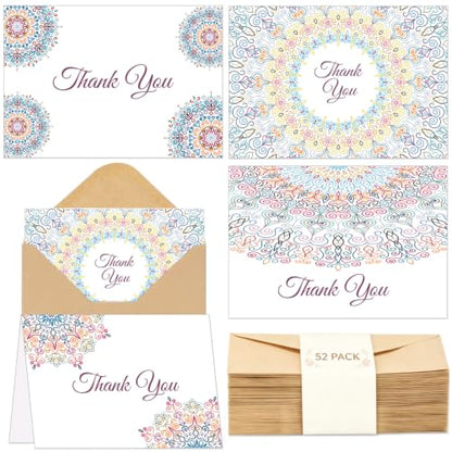 ARTLYMERS Thank You Cards with Envelopes & Sticker, Glossy 3.5"x5", 52 Pack