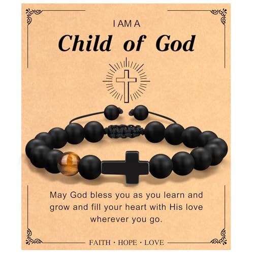 Christian Grandparents-Day Gifts for Men, Religious Cross Bracelet for Him - style: Child of God