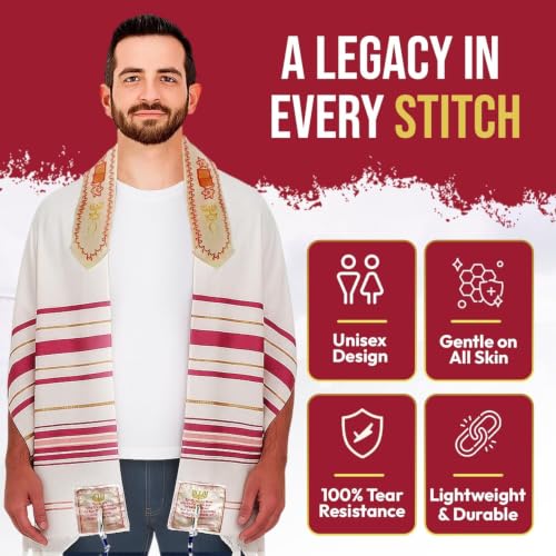 Holy Land Market Messianic Christian Shawl/Tallit - The Messiah Tallit (72 x 22 Inches) - color: Pink