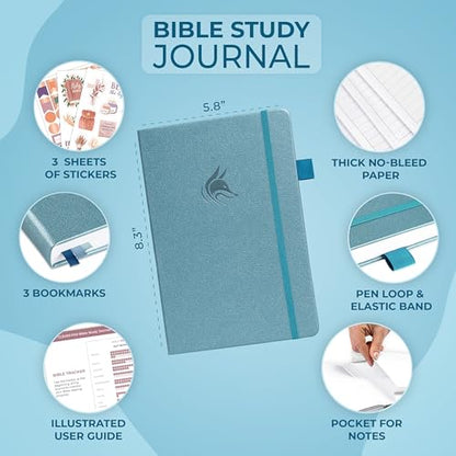 Clever Fox Bible Study Journal, Guide, Supplies for Women A5 Aquamarine - color: Aquamarine, size: A5 (5.8'' x 8.3'')
