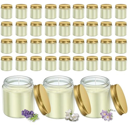 ACITHGL 36 Pcs 4oz Mini Mason Jar Candles Small Scented Candles Bulk Aromatherapy Ideal Souvenir Favors for Wedding Birthday Party (Freesia, Lavender, Jasmine, Gold) - color: Gold, style: Freesia, Lavender, Jasmine