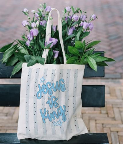 Christian Jesus Inspirational Canvas Tote Bag for Church Baptism - color: Jesus4