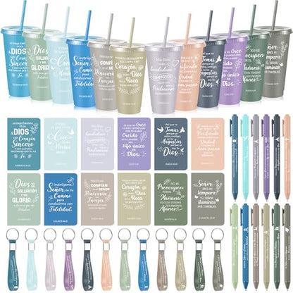 Hollowfly 12 Set/48 Pcs Spanish Christian Gifts for Women, Light Morandi - color: Light Morandi