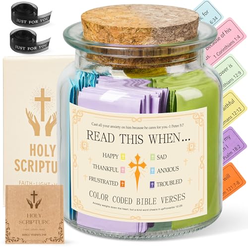 Bible Verse Jar for Women, 108 Scripture Notes, Christian Gifts for Women - color: Morandi color