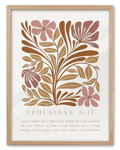 EcoHest 16x20 in Ephesians 3:17 Abstract Floral Framed Christian Wall Art - color: Framed Ephesians, size: 20"L x 16"W