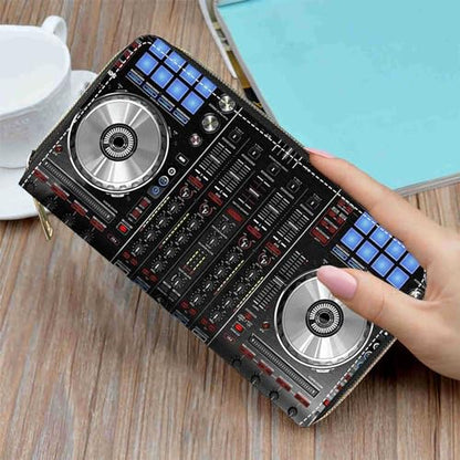 DJ Mixer Deck Controller Print Wallet for Women Large Capacity Wallet Credit Card Holder PU Leather Zipper Clutch Purse Phone Wallet - color: DJ Mixer Deck Controller