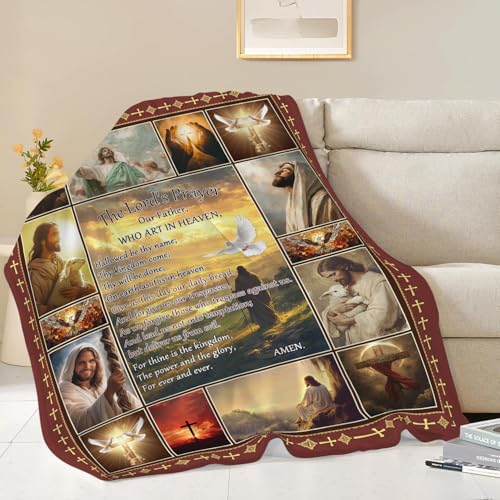 Christian Jesus Blanket Inspirational Bible Verse Religious Faith Healing Prayer Throw Scripture Spiritual Catholic Gifts for Men Women Boys Girls Kids Adults Plush Fuzzy Fleece Decor 40''X50'' - color: Christian Jesus, size: 40''x50''