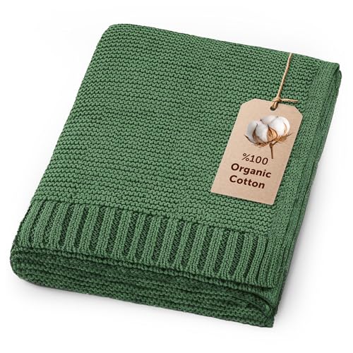Organic Baby Blanket – 100% Organic Cotton | Ultra-Soft Breathable Newborn Receiving Blanket | Hypoallergenic, Chemical-Free | Unisex Baby Gift | 30x40 Inches (Green) - color: Green
