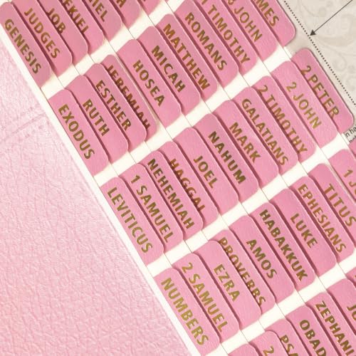 Bible Tabs for Women & Men - 80 Gold Foil (66+14 Blank), Rose Pink - color: Rose Pink