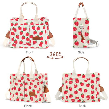 LHMTQVK Canvas Tote Bag for Women, Work & Bible Study Handbag - color: Strawberry