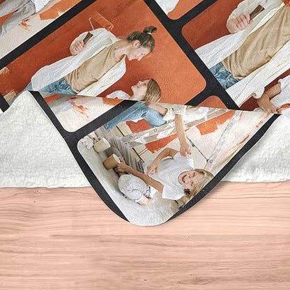 inkArts Custom Blankets with Photos for Family, Personalized Picture Blanket, Customized Blankets with Picture as Gifts for Chrimstas Birthday Mothers Day Fathers Day - color: 8 Photo-2