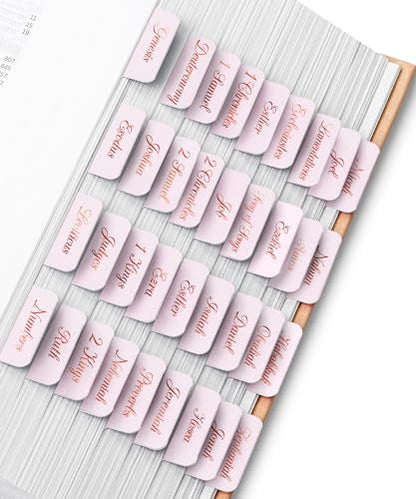 Mr. Pen- Bible Tabs, 75 pcs, Soft Pink, Bronze Foil Lettering, Laminated Bible Tabs for Women and Men - color: Baby Pink