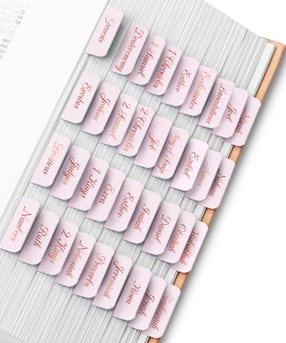 Mr. Pen- Bible Tabs, 75 pcs, Soft Pink, Bronze Foil Lettering, Laminated Bible Tabs for Women and Men - color: Baby Pink