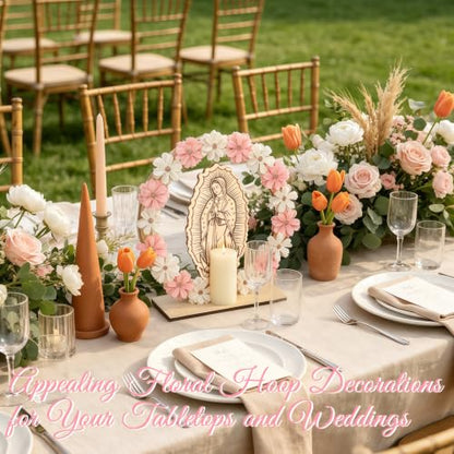 6 Set Our Lady of Guadalupe Wooden Table Statues 10 Inch Virgen De Guadalupe Picture Frames Baptism Centerpieces with 18 Flowers Baptism Favors for Guests First Communion Gifts Catholic Church Decor