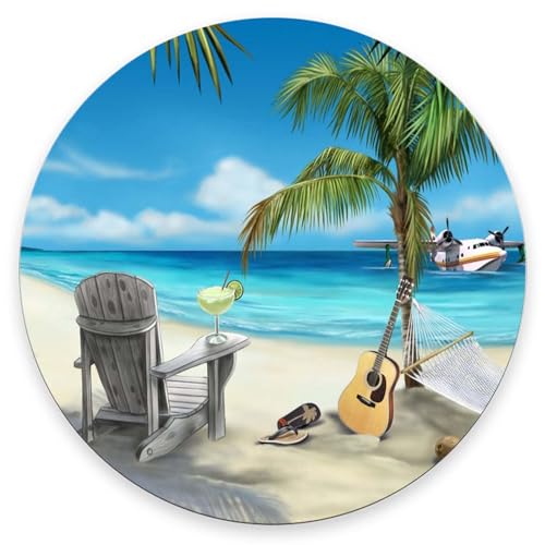 Round Mouse Pad Beaches, Personalized Premium-Textured Custom Mouse Mat Design, Washable Mousepad Non-Slip Rubber Base Computer Mouse Pads for Wireless Mouse 7.9×7.9×0.12 inches - color: Beaches