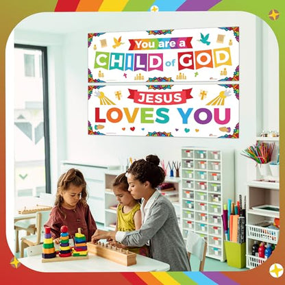 Sproutbrite 2 Pack 13.5"x39" Sunday School Posters & Educational Charts - color: Sunday Poster