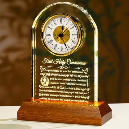 Arikyrist Glass Clock First Holy Communion Gifts for Girls Boys Catholic - color: Holy Communion