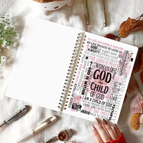 Pink Christian Notebook, Child of God Christian Journal for Women - color: God