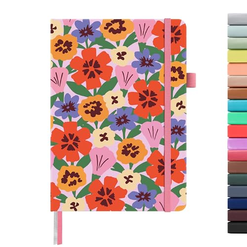 &And Per Se Lined Hardcover Notebook – A5 5.7"x8" College Ruled, 160 Pages, 100gsm Thick Paper – Aesthetic Journal for Women, Gift-Ready Planner, Everyday Writing Notebook (Elegant Florals) - color: j.Elegant Florals, style: Lined with Pattern