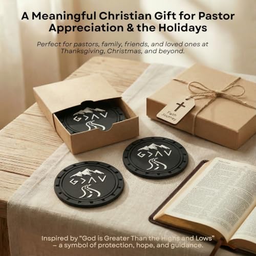 Lusinus Christian Car Coasters, Pastor Appreciation Christian Gifts for Men