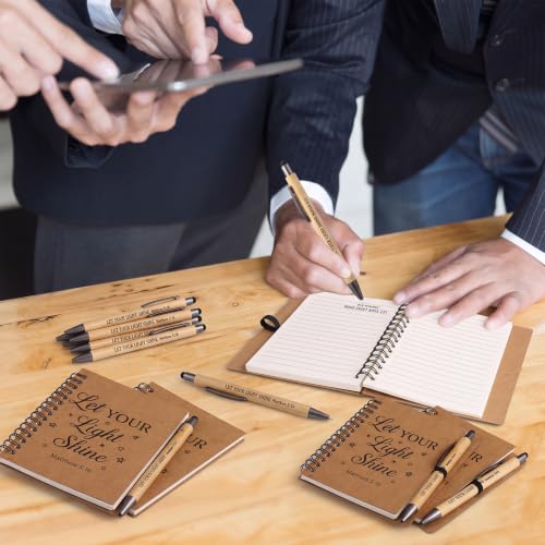 Epakh 10 Pcs Christian Prayer Journal Spiral Notebooks Bulk with Pens Bulk Let Your Light So Shine Notebook Religious Matthew 5: 16 Journal Gifts for Women Men Church Members Bible Study Groups