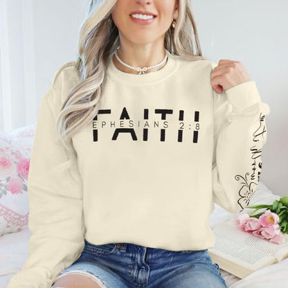 UNIQUEONE Christian Sweatshirt Women Faith Shirts: Jesus Sweatshirt Christian Religious Crewneck Long Sleeve Pullover Tops - color: Apricot, size: Small