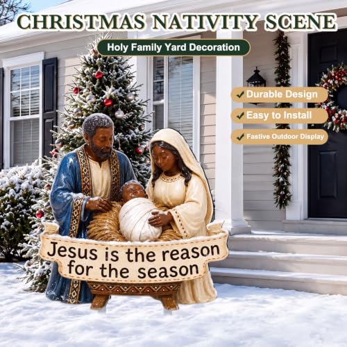 Cinnvoice Christmas Metal Yard Sign,African American Nativity Scenes - style: African American Nativity Scenes