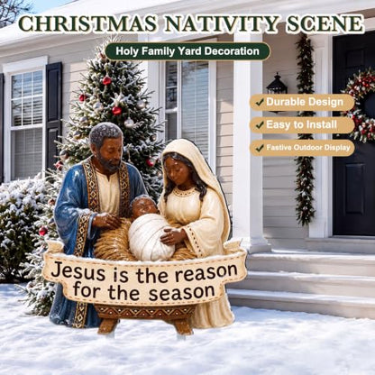 Cinnvoice Christmas Metal Yard Sign,African American Nativity Scenes - style: African American Nativity Scenes