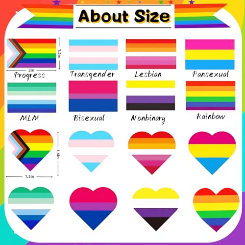 Pride Stickers 1000 PCS, Rainbow Heart & Flag LGBTQ Stickers for Transgender, Lesbian, Bi, Gay, Progress Pride, Pride Month,Parade Accessories, 16 Designs (500 Pieces Per Roll) - style: 1000 PCS Pride Stickers