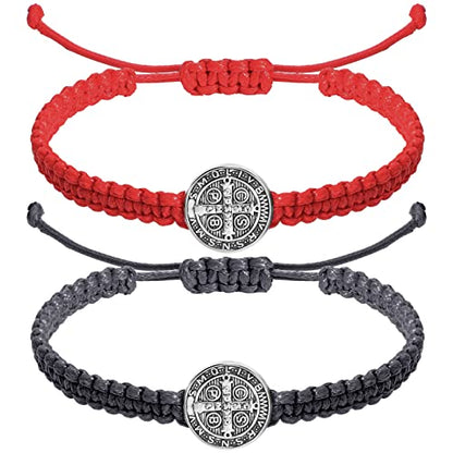 Fumete 2 Pcs Saint Benedict Medal - color: Red, Gray