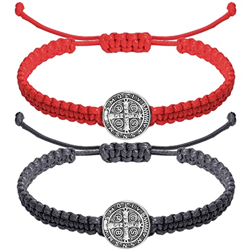 Fumete 2 Pcs Saint Benedict Medal - color: Red, Gray