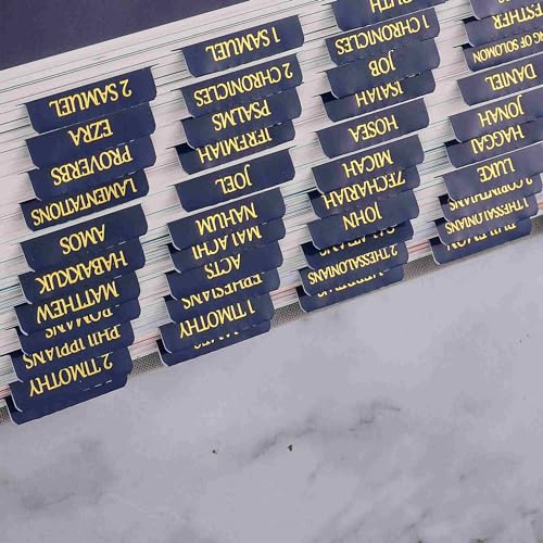 Laminated Bible Tabs, Reposition Large Print Stickers, Easy to Read and Apply Bible Tabs for Women and Man (Blue Gold Foil) - color: Blue Gold Foil
