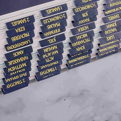 Laminated Bible Tabs, Reposition Large Print Stickers, Easy to Read and Apply Bible Tabs for Women and Man (Blue Gold Foil) - color: Blue Gold Foil