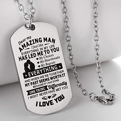 Christian Scripture Religious Dog Tag Necklace,Catholic Bible Verse Baptism Confirmation Sacrament Gifts - style: Dear My Amazing Man