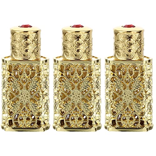 Frcolor 3-Pack Hollow Flower Engraved Essential Oil Spray Bottles 1Oz Refillable Travel Perfume Atomizers for Cosmetic Arabian Perfume and Anointing Oil