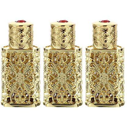 Frcolor 3-Pack Hollow Flower Engraved Essential Oil Spray Bottles 1Oz Refillable Travel Perfume Atomizers for Cosmetic Arabian Perfume and Anointing Oil