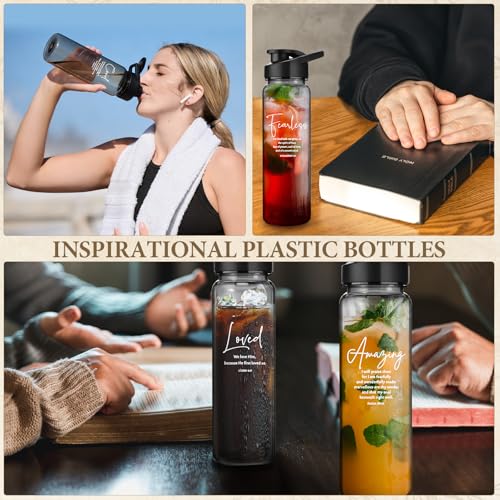 Skylety 10 Pcs Christian Water Bottles Bible Verse Plastic,Bible Words - style: Bible Words