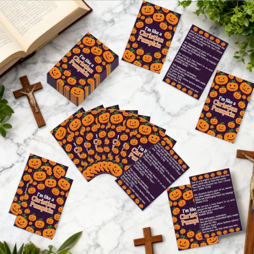 Gospel Tracts for Evangelism, Halloween Scripture Cards for Church - color: I'm like a christian pumpkin