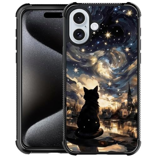 for iPhone 16 Plus Case | Classic Slim Cover Design | Black Cat Stars - color: Black Cat Stars, size: iPhone 16 Plus