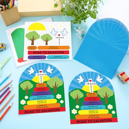 Motipuns 24 Sets Romans Road to Salvation Craft Kit Kids Sunday School