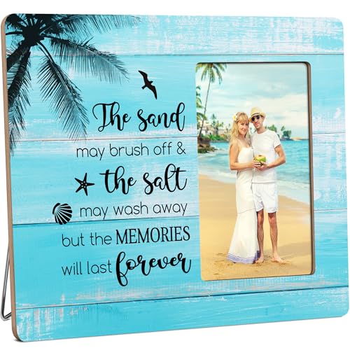 Beach Picture Frame Gifts for Couples, Trip Vacation Wooden Picture Frames, 4x6 inch Photo - color: Maroon